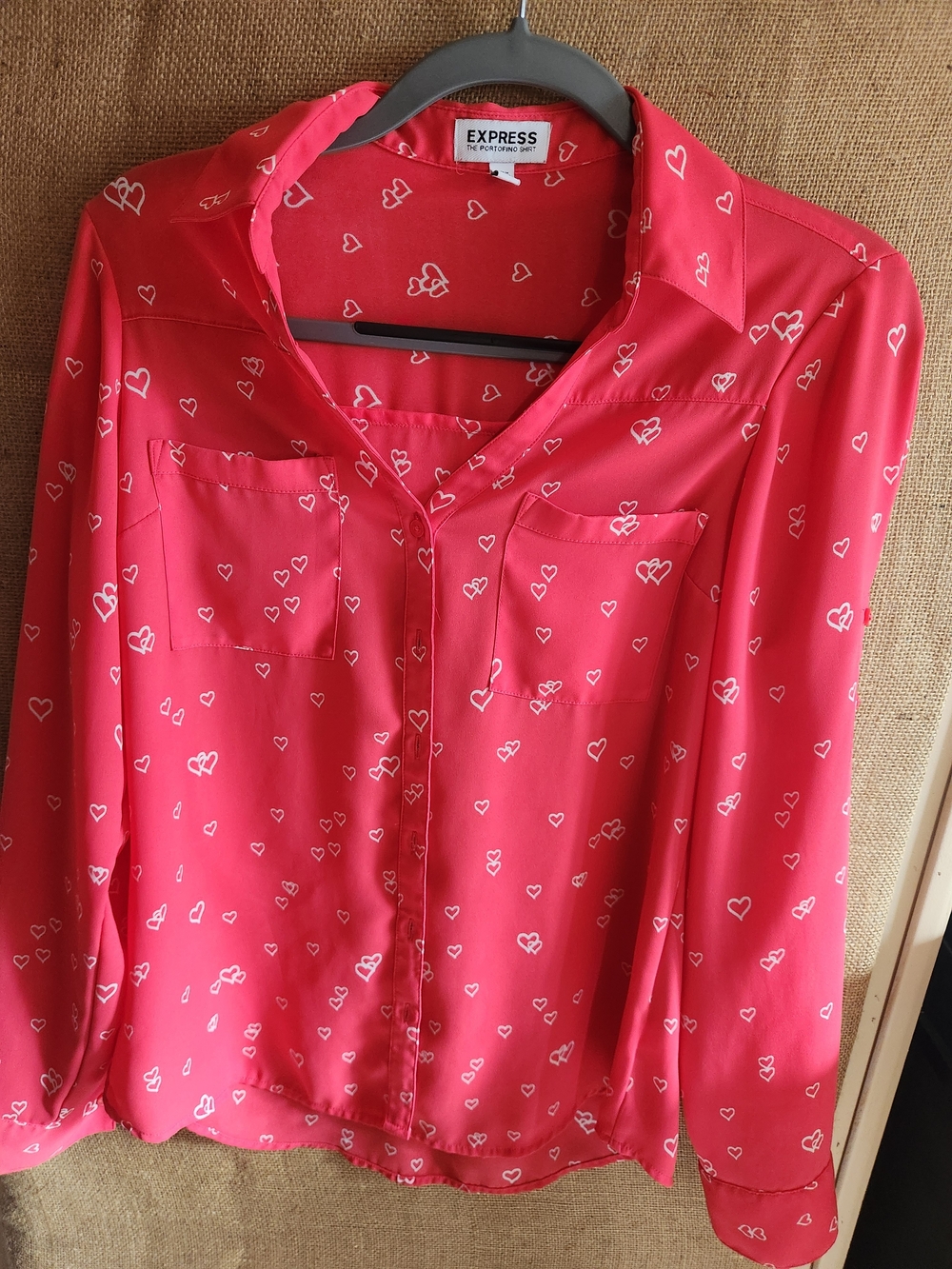 Express Pink Heart Print Blouse